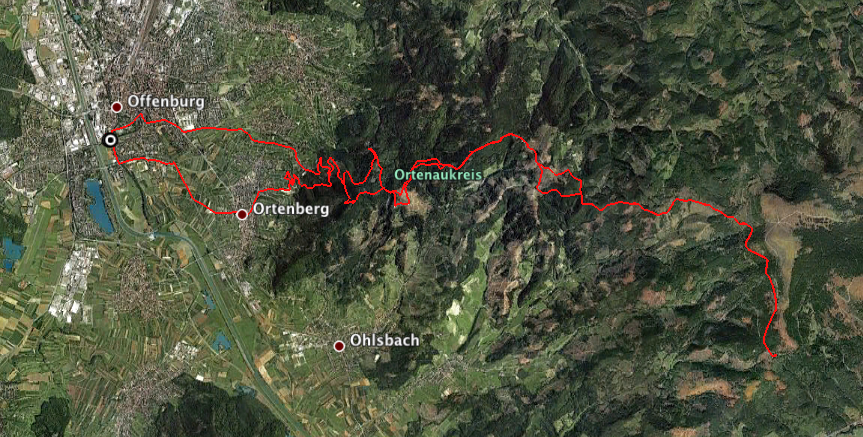 Offenburg - Hohes Horn - Fritscheneck - Kornebene - Fritscheneck - Winterwald Map 2010-05-23.png